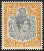 1938 12s 6d Grey And Brownish Orange SG 120a, Fine Mint, Usual Streaky Gum.  For More Images, Please Visit... - Bermuda