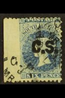 SOUTH AUSTRALIA DEPARTMENTALS "C.S." (Chief Secretary) 1870 6d Bright Prussian Blue, Perf 11½x10, SG 106,... - Andere & Zonder Classificatie