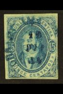 1864 15c Blue Rivadavia Imperf On Watermarked Paper (Scott 10, SG 15), Very Finely Used With Rimless Upright Fully... - Altri & Non Classificati