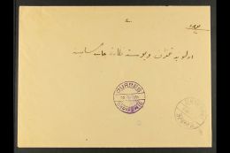 1913 (16 July) Stampless Cover, Addressed In Arabic, Bearing Very Fine KAVAJE Cds In Violet Black; Alongside Fine... - Albania