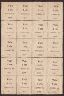 RAILWAYS NICARAGUA - 1911 RAILWAY TAX  PANE- ERROR & INVERTED SURCHARGE, Rare Complete Pane Of 20 Stamps, 1d... - Unclassified