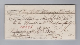 Heimat Tschechien WITTINGEN Im Oval Trebon 1838-02-12 Vorphila Brief  Nach Wien Mit AK Stempel - ...-1918 Vorphilatelie