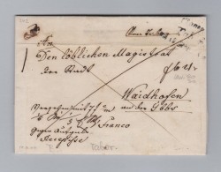 Heimat Tschechien TABOR 15 Mär 2Zeil Langstempel 1847-03-14 Franco Vorphila Brief Nach Waidhoffen - ...-1918 Voorfilatelie