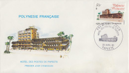 Enveloppe  FDC  1er  Jour  POLYNESIE   Hotel  Des  Postes  De  PAPEETE   1980 - Posta