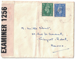 1944 LETTRE COVER Pour RABAT MAROC / FRENCH MOROCCO Avec BANDE DE CENSURE (ww2) Opened By Examiner 7535 - Marcophilie