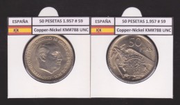 SPAIN / FRANCO   50  PESETAS   1.957 #59  CU NI  SC/UNC  KM#788     T-DL-9319 - 50 Peseta