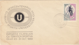 4344FM- UNIVERSITATEA CLUJ SOCCER CLUB ANNIVERSARY, SPECIAL COVER, 1969, ROMANIA - Brieven En Documenten