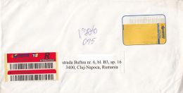 4350FM- AMOUNT 5.25, MACHINE STICKER STAMPS ON REGISTERED COVER, 2001, ARGENTINA - Lettres & Documents