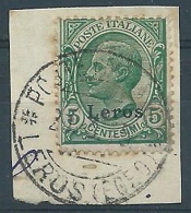 1912 LERO USATO EFFIGIE 5 CENT - RR3818 - Egeo (Lero)