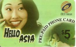 -CARTE-PREPAYEE-USA-5$-OBLIO TELECOM-HELLO ASIA-31/12/2002-TBE - Altri & Non Classificati