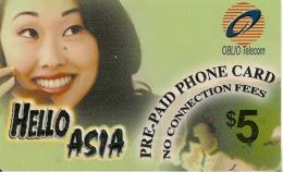 -CARTE-PREPAYEE-USA-5$-OBLIO TELECOM-HELLO ASIA-31/12/2002-TBE - Altri & Non Classificati