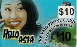 -CARTE-PREPAYEE-USA-10$-OBLIO TELECOM-HELLO ASIA-Autocollant 10$-31/12/2002-TBE - Altri & Non Classificati