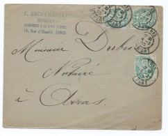 2111 - Lettre 1903 Cachet Paris Départ ARCHAMBAULT Huissier Rue D'Aboukir Pour Arras Dubus - 1877-1920: Période Semi Moderne