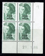 1986  Sabine 0,05  Fr.   Yv 455   Coin Daté 21.1.86  **  MNH - Nuovi