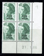 1986  Sabine 0,05  Fr.   Yv 455   Coin Daté 21.1.86  **  MNH - Ungebraucht