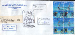 Egypt - Registered Letter Circulated In 2002 To Romania - Sport - Wind-surfer , Diving - Sci Nautico