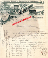 23 - GUERET - BELLE FACTURE J. MARTIN - ENTREPRISE DEMENAGEMENTS -TRANSPORTS ET CAMIONNAGES-1902 - Verkehr & Transport