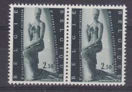 Belgie 1957 Beeldhouwkunst VARIETEIT "stippen Naast Elleboog" Paar (1 Norm + 1 Var) ** Mnh (31480) - Autres & Non Classés