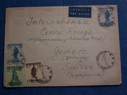 "" ENVELOPPE  AVION  DE  POLOGNE  POUR  LA  CROIX  ROUGE  INTERNATIONALE  DE  GENEVE  //    "" 1956 - Non Classés