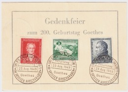 Nr. 108-10, Goethe, Sonder - Karte,   # 5376 - Cartas & Documentos