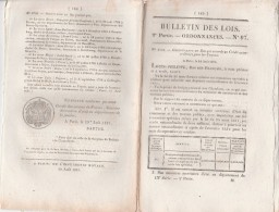 Bulletin Des Lois N° 97 - 1831- Avancement Gendarmerie, Octroi De Paris, Décret Impérial Marché Vins Napoléon 1908 - Décrets & Lois