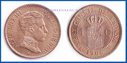 1906  SPAIN ESPANA 1 CENTIMO ALFONSO XIII BRONZE SUPERB SPLENDID CONDITION PLEASE SEE SCAN - Monnaies Provinciales