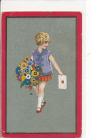 ALFREDO BUSI, ART DECO, CHILDREN, LITTLE GIRL WIT FLOWERS & LETTER, EX Cond. GOLDPRINT PC Used 1929 - Busi, Adolfo