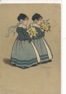 ETHEL PARKINSON, DUTCH CHILDREN, GIRLS WITH DAFFODIL FLOWERS, Near EX Cond. PC Used 1920s - Parkinson, Ethel