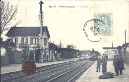 VAL D'OISE - 95 -DEUIL MONTMAGNY - La Gare Avec Train Et Animatkion - Carte Molle - Deuil La Barre