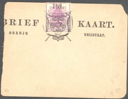 ORANGE FREE STATE, 1893 1½d On 2d Postcard (card Is Very Poor), - État Libre D'Orange (1868-1909)