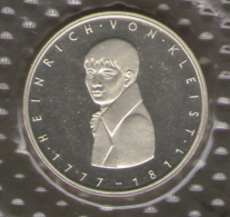 GERMANIA 5 DEUTSCHE MARK 1977 HEINRICH VON KLEIST AG SILVER - Gedenkmünzen