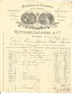 FACTURE RITTENER, LACAPERE & CiE  MANUFACTURE DE CHAUSSURES RUE MARCEL à PARIS 1879 - 1800 – 1899