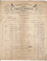 FACTUREEMMANUEL RAMBALDI MAISON  DE CHAUSSURES à MARSEILLE 1879 - 1800 – 1899