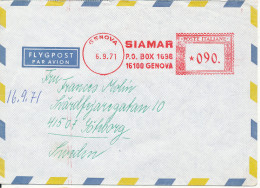 Italy Air Mail Cover With Meter Cancel Genova 6-9-1971 Sent To Sweden - Luchtpost