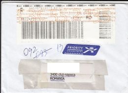46251- BARCODE STICKER STAMPS ON REGISTERED COVER, 2012, NETHERLANDS - Covers & Documents