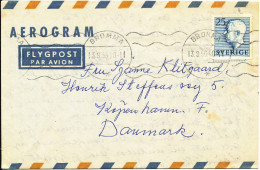 Sweden Aerogramme Sent To Denmark Bromma 13-9-1956 - Briefe U. Dokumente