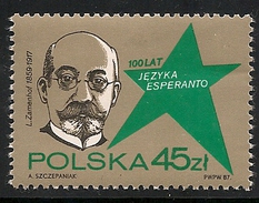 Poland: 1987 Esperanto, Ludwig Zamenhof MNH - Ongebruikt