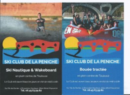 Toulouse - 31 - Lot De 2 Cartes Publicitaires Ski Club De La Péniche - Ski Nautique Rafting - Ski Nautique