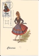 Delcampe - España Spain 1967 - Typical Regional Costumes Yvert 1458 Caceres Maxicard - Maximumkarten