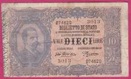 10 LIRE 29-07-1918 UMBERTO I, N°3013, Giu.Dell'Ara / Porena - Italië – 10 Lire
