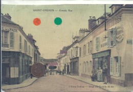 ESSONNE - 91 - SAINT CHERON - Grande Rue - Colorisée Et Toilée - Animation - Petit Accroc HG - Saint Cheron