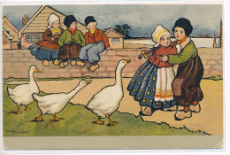ETHEL PARKINSON, DUTCH CHILDREN AT SEASIDE, GOOSE,  EX Cond. PC,  Used 1910s, DONDORF - Parkinson, Ethel