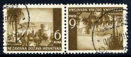 CROATIA 1941 Landscape Definitive 6 K. Tete-beche Pair, Used.  Michel 57K - Kroatien