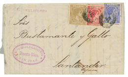 PORTO-RICO : 1877 10c + 25c + 50c On Entire Letter From SAN JUAN PUERTO RICO To SPAIN. Vvf. - Clara
