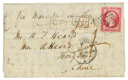 1863 FRANCE 80c(n°17) Unperf. + PD Erased By P.P + "4" British Tax Marking On Entire Letter From PARIS To HONG-KONG( - Jossot