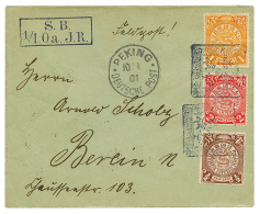 1901 CHINA 1/2c+ 1c+ 2c Canc. Boxed Chinese Cachet + PEKING DEUTSCHE POST On Envelope To BERLIN. Superb. - Stati Uniti