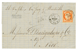 1877 FRANCE 40c Obl. LIGNE T PAQ FR N°1 On Cover From PORT-LOUIS To FRANCE. RARE. Superb. - Montmirail