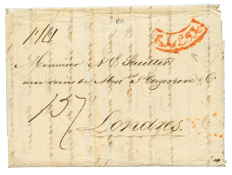 1811 Curved Cachet MALTA In Red On Entire Letter From MALTA To LONDON. Vf. - Aegean (Piscopi)