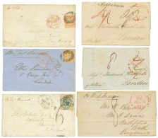 NEW SOUTH WALES : Lot 3 Stampless Covers (SHIP LETTER) + 3 Covers With 6s Or 1Sh To ENGLAND. F/Vf. - Almere