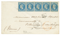 ADEN : 1870 FRANCE 20c(x5) , 1 Stamp Fault Canc. ANCHOR + LIGNE T PAQ FR N°1 On Envelope To FRANCE. Verso, Superb Bl - 1858-1862 Medallions (9/12)